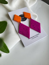 Load image into Gallery viewer, Dúil - Cliodhna Orange &amp; Magenta statement dangling earrings - Dúil
