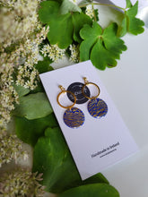 Load image into Gallery viewer, Nicole crackle gold on blue dangle earrings - Dúil

