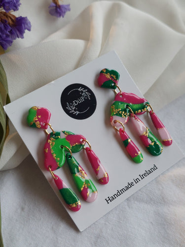 Dúil Pink & Green chandelier dangles - Dúil