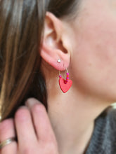 Load image into Gallery viewer, Red heart hoop earrings - Dúil
