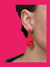 Load image into Gallery viewer, Red &amp; Pink Bloom Dangle Earrings - Dúil
