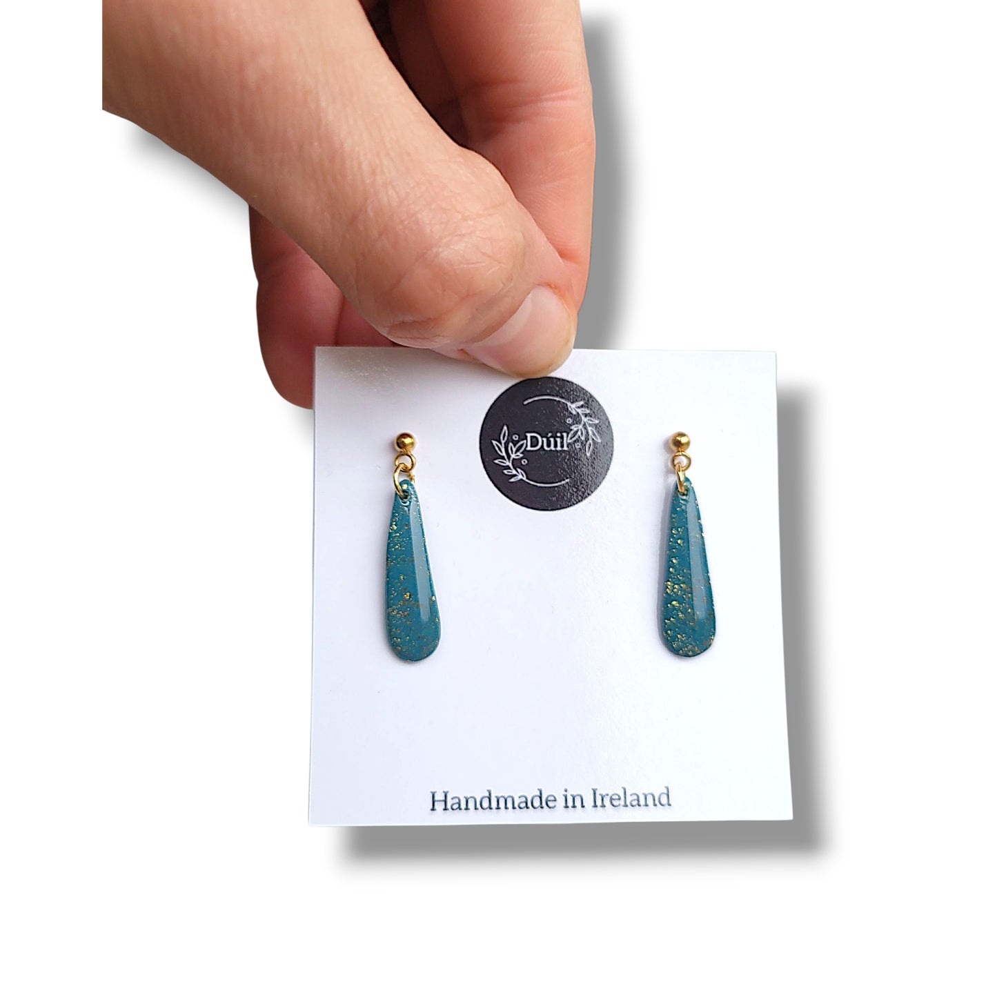 Rich Teal and Gold Drop Dangle Earrings