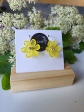 Load image into Gallery viewer, Yellow frosted flower hook dangle earrings - Dúil
