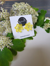 Load image into Gallery viewer, Yellow frosted flower hook dangle earrings - Dúil
