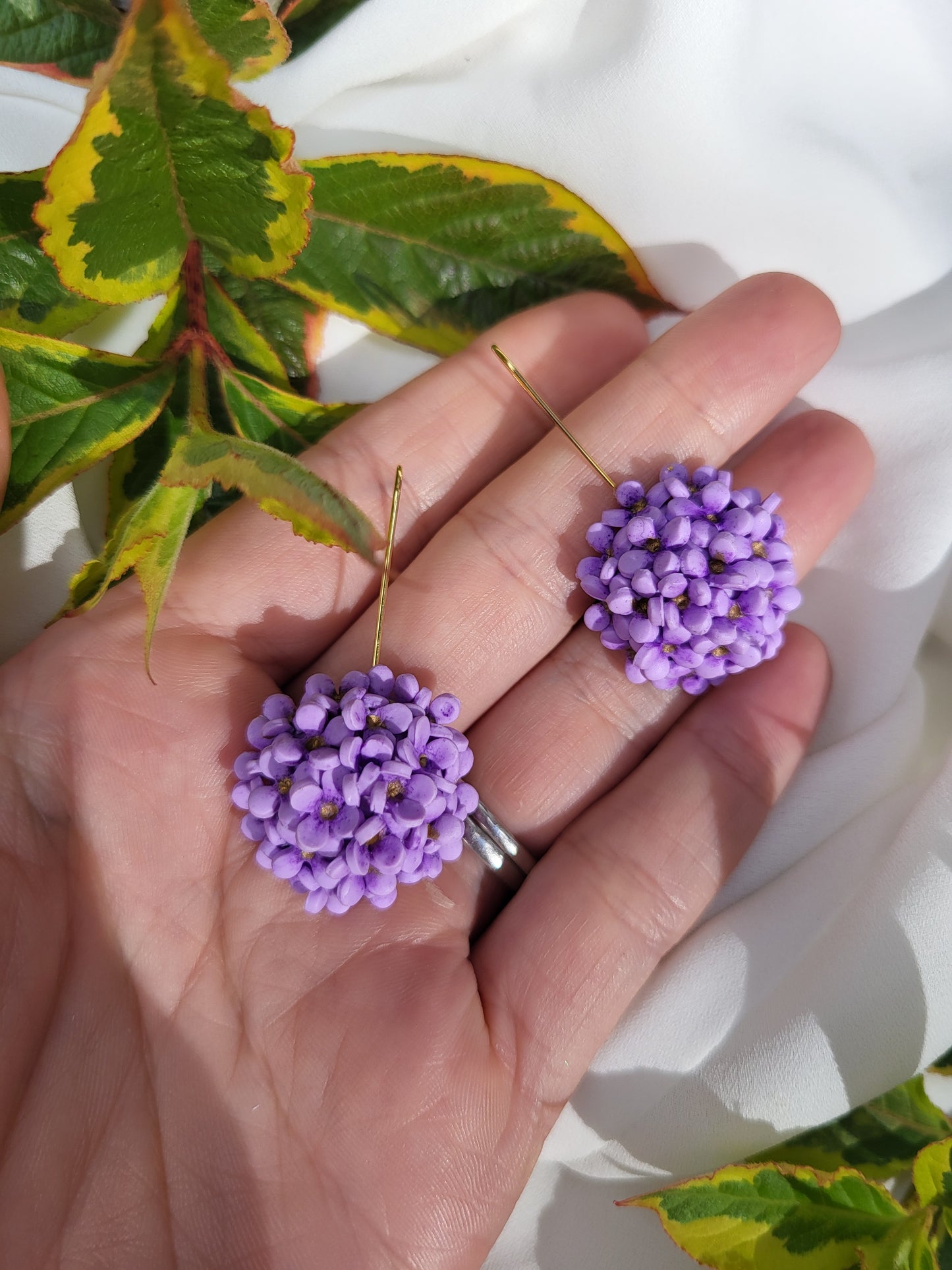 Lilac Floral Dangle Drop Earrings