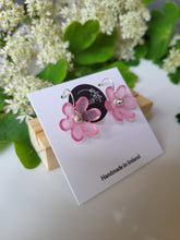 Load image into Gallery viewer, Pink frosted flower hook earrings - Dúil
