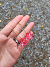 Load image into Gallery viewer, Pink frosted flower dangle drop earrings - Dúil
