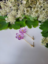 Load image into Gallery viewer, Purple frosted flower dangle drop earrings - Dúil
