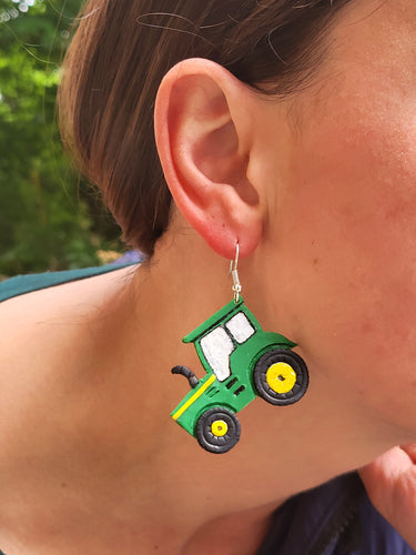 Green Tractor Earrings - Dúil