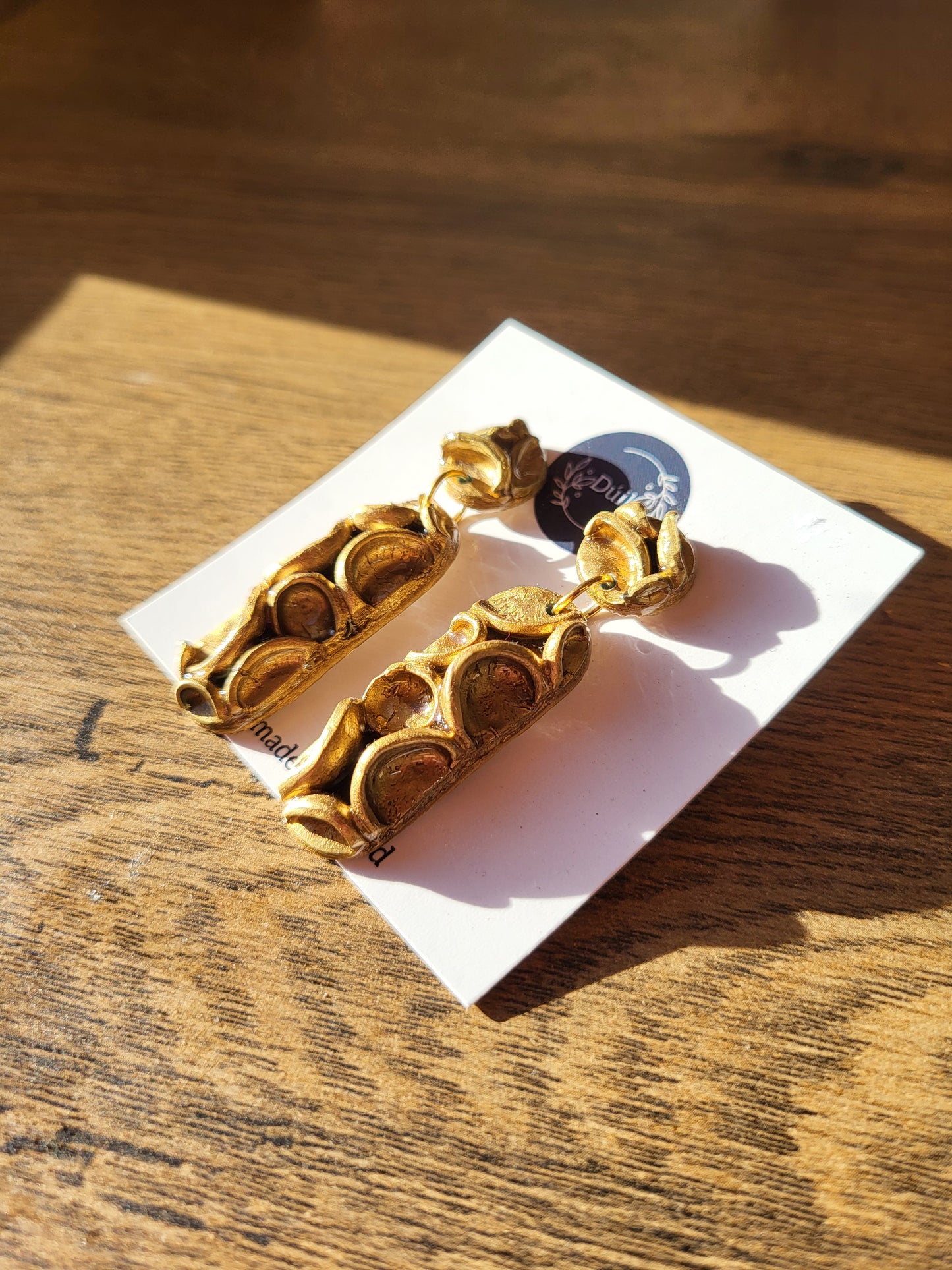 Gold Textured Dangle Earrings