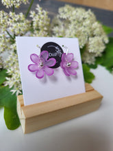 Load image into Gallery viewer, Purple frosted flower hook earrings - Dúil
