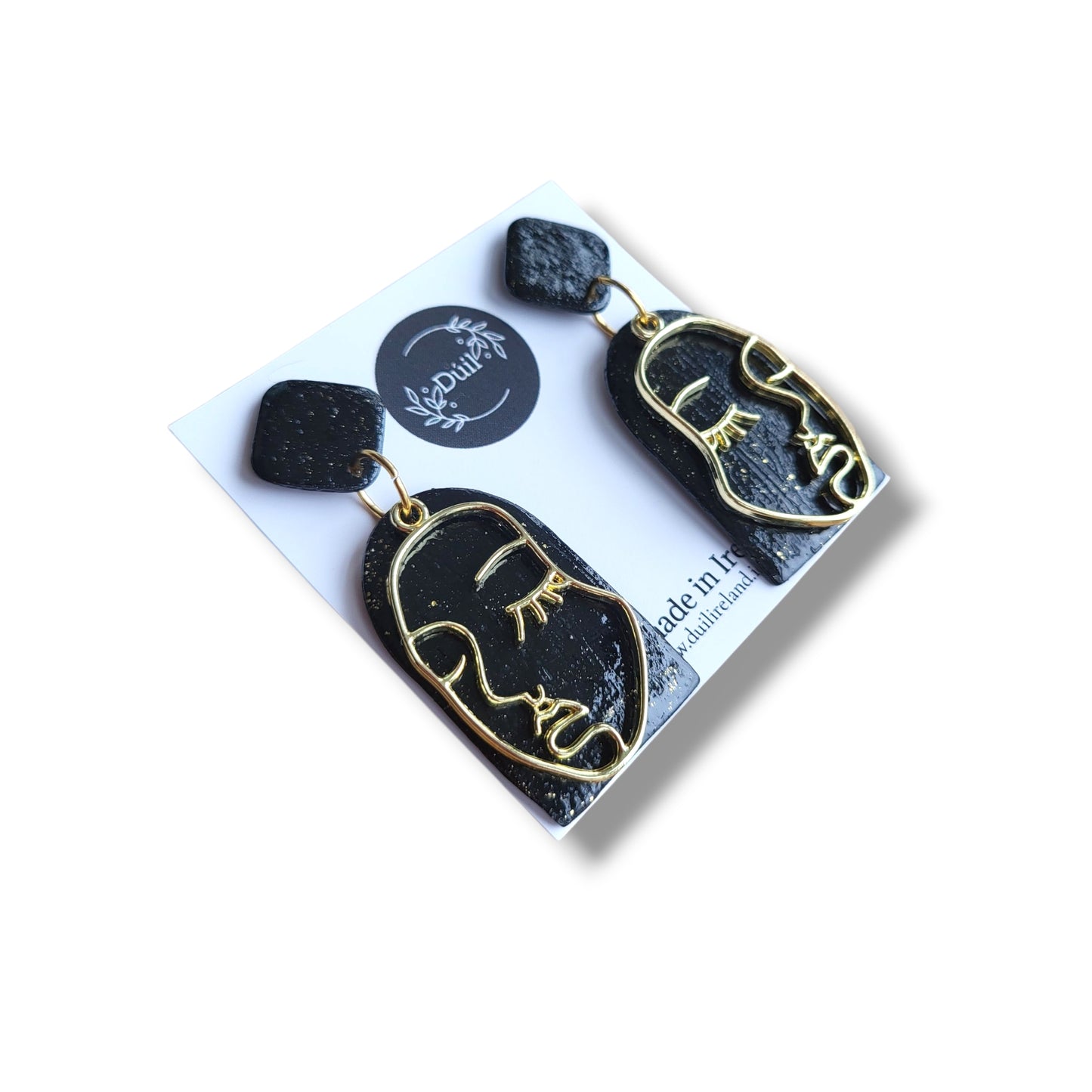 Dúil Black & Gold Boho face earrings