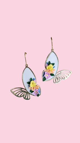Flowering butterfly dangle earrings - Dúil