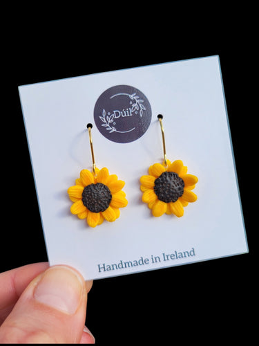 Sunflower earrings | Dúil Jewellery | Irish Statement Earrings 