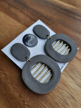 Load image into Gallery viewer, Grey &amp; gold statement dangle earrings - Dúil
