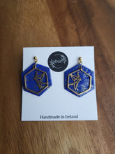 Load image into Gallery viewer, Blue and gold origami bird earrings - Dúil
