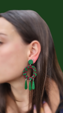 Load image into Gallery viewer, &#39;Emma&#39; Maroon and Green Dangle Earrings - Dúil
