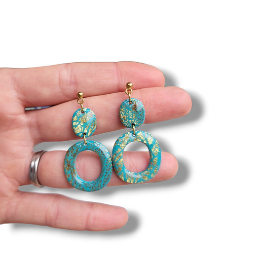 Dúil Golden Days Peppemint & Gold Crackle Dangle Earrings