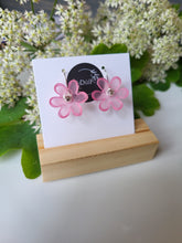 Load image into Gallery viewer, Pink frosted flower hook earrings - Dúil

