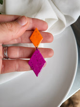 Load image into Gallery viewer, Dúil - Cliodhna Orange &amp; Magenta statement dangling earrings - Dúil
