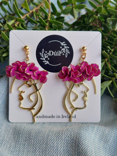 Dúil Danú Pink dangles |Irish made jewellery | Irish made earrings | Dúil | Face earrings | Goddess jewellery | Irish gifts - Dúil