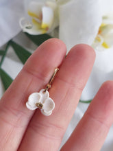 Load image into Gallery viewer, Mini orchid dangling earrings | polymer clay earrings | orchid earrings | Irish made earrings | Dúil | Irish jewellery | flower earrings - Dúil
