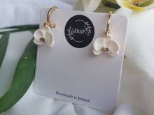 Load image into Gallery viewer, Mini orchid dangling earrings | polymer clay earrings | orchid earrings | Irish made earrings | Dúil | Irish jewellery | flower earrings - Dúil
