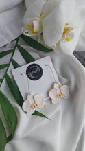 Load image into Gallery viewer, Large Orchid Dangles| polymer clay earrings | orchid earrings | Irish made earrings | Dúil | Irish jewellery | flower earrings - Dúil
